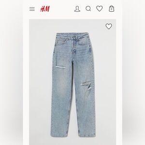 H&M Straight leg 90s fit ripped denim brand new